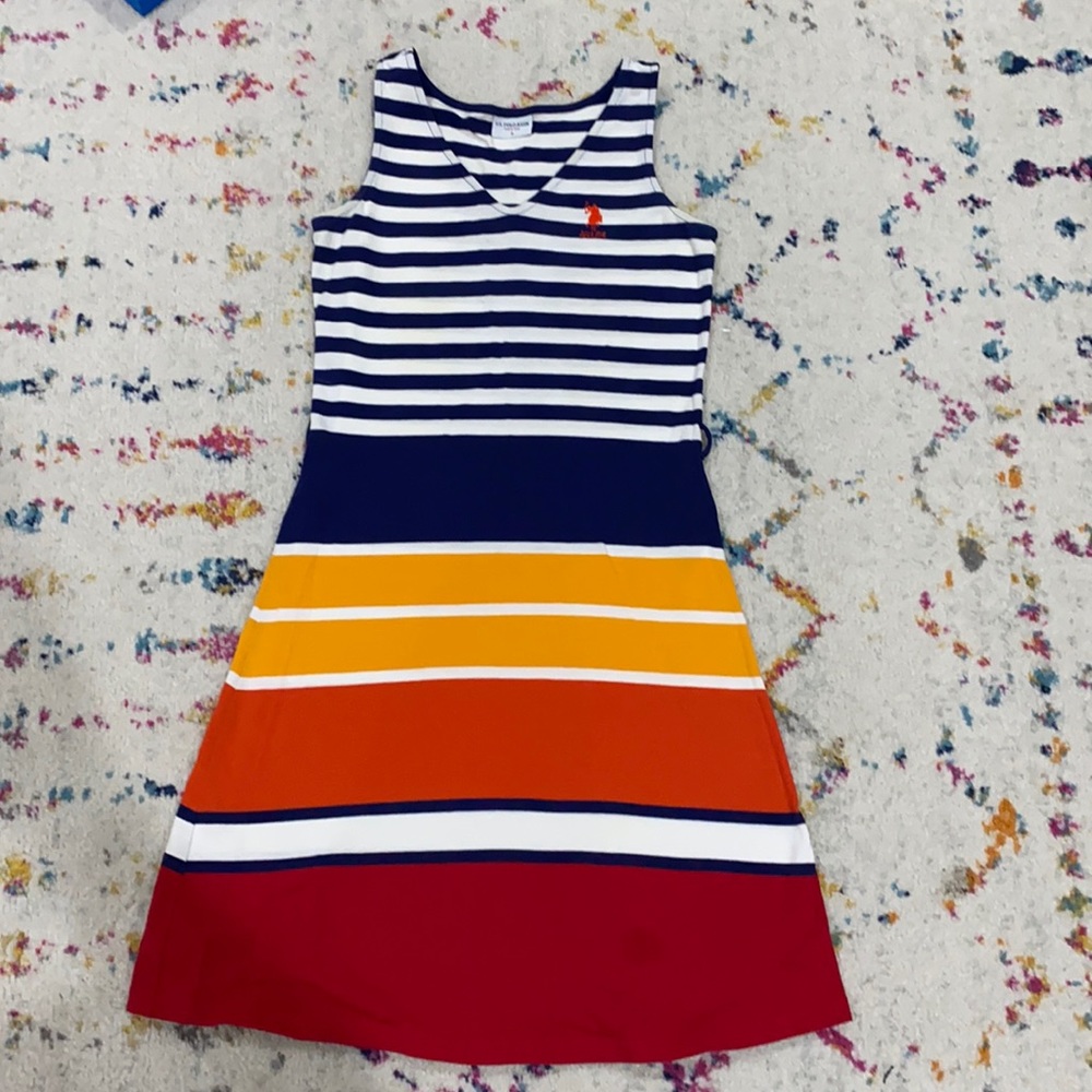 U.S. Polo Assn. striped mini a-line dress in S